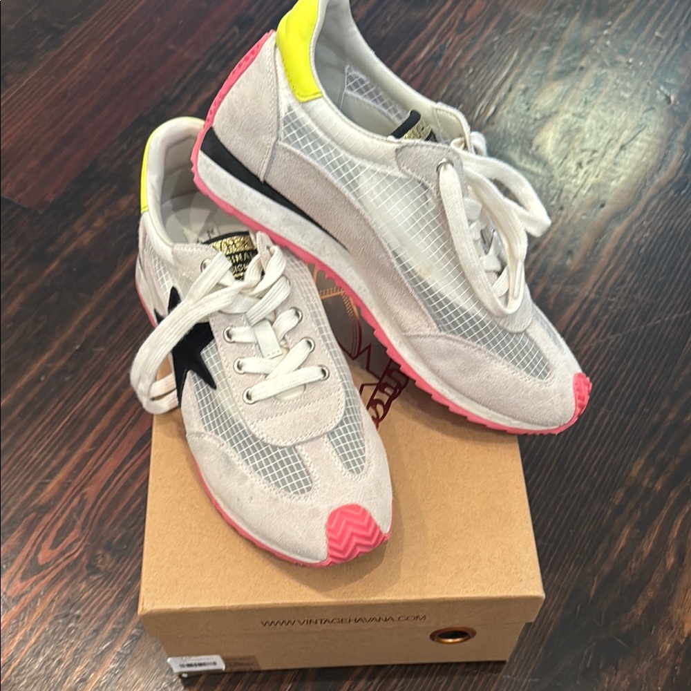 Trendy Women's Sneakers - White, Pink, Yellow